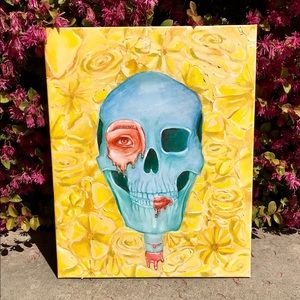Floral Skull Original Oil Painting